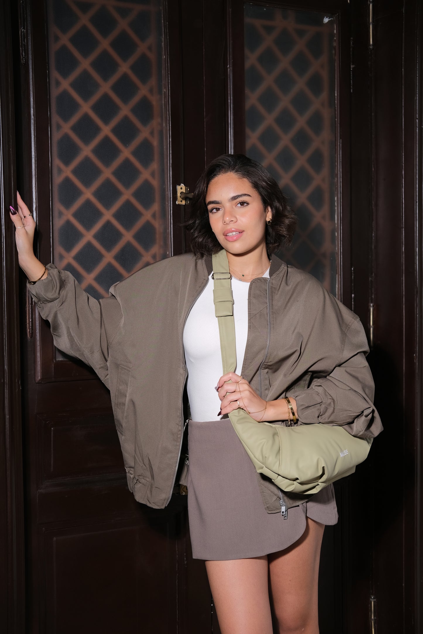 The mini croissant bag in sage