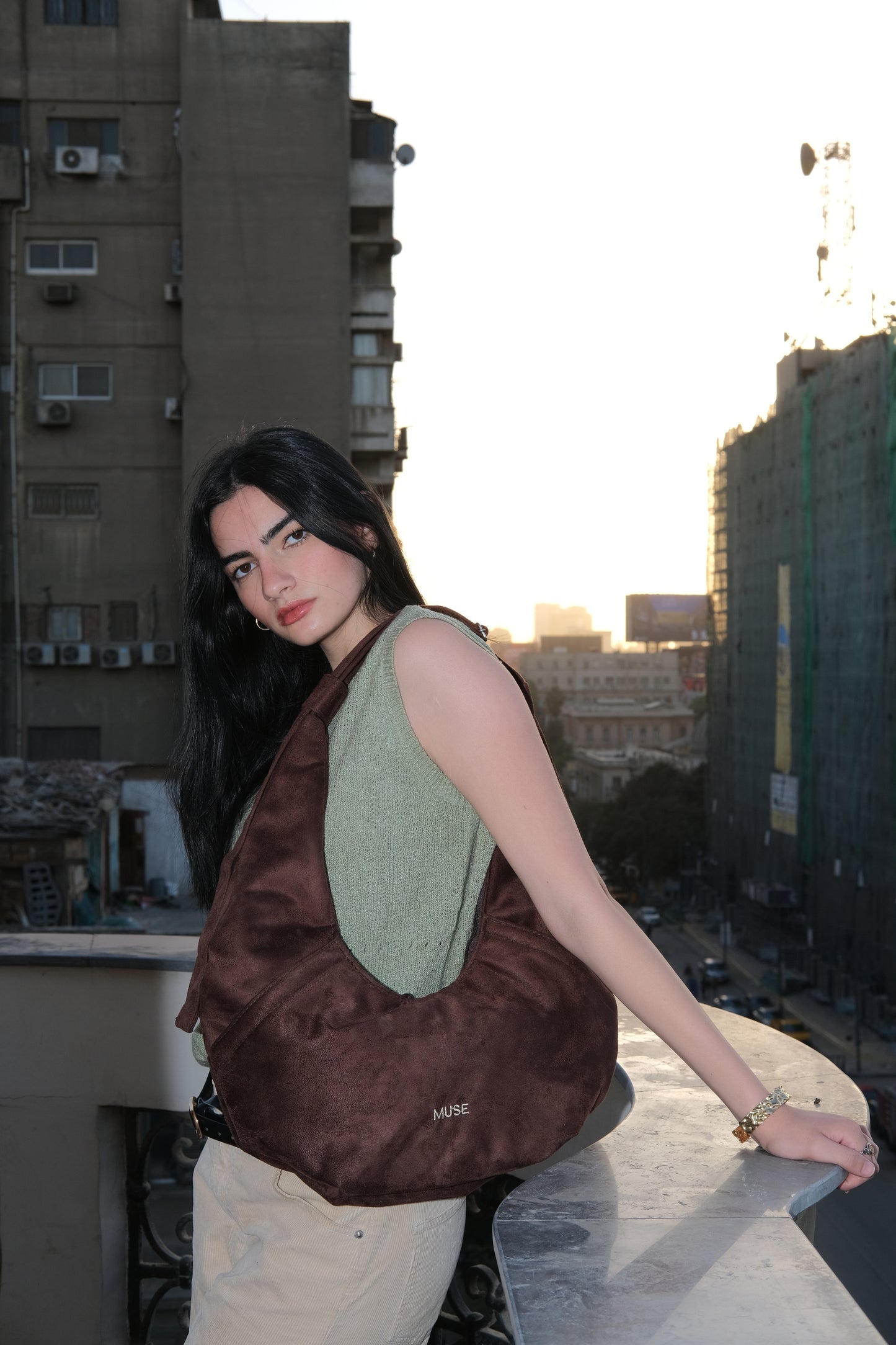 The croissant bag in deep brown ( suede)