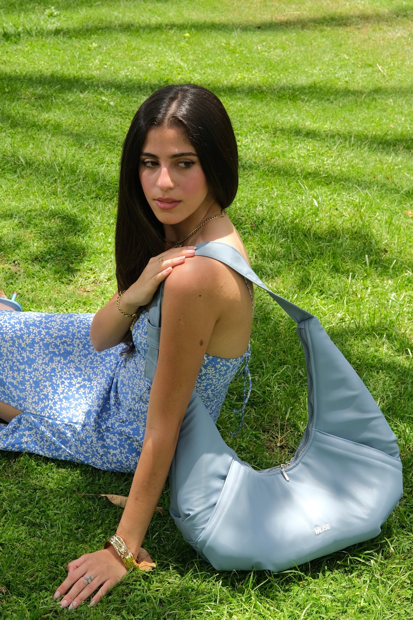 The Croissant Bag In Ocean Blue