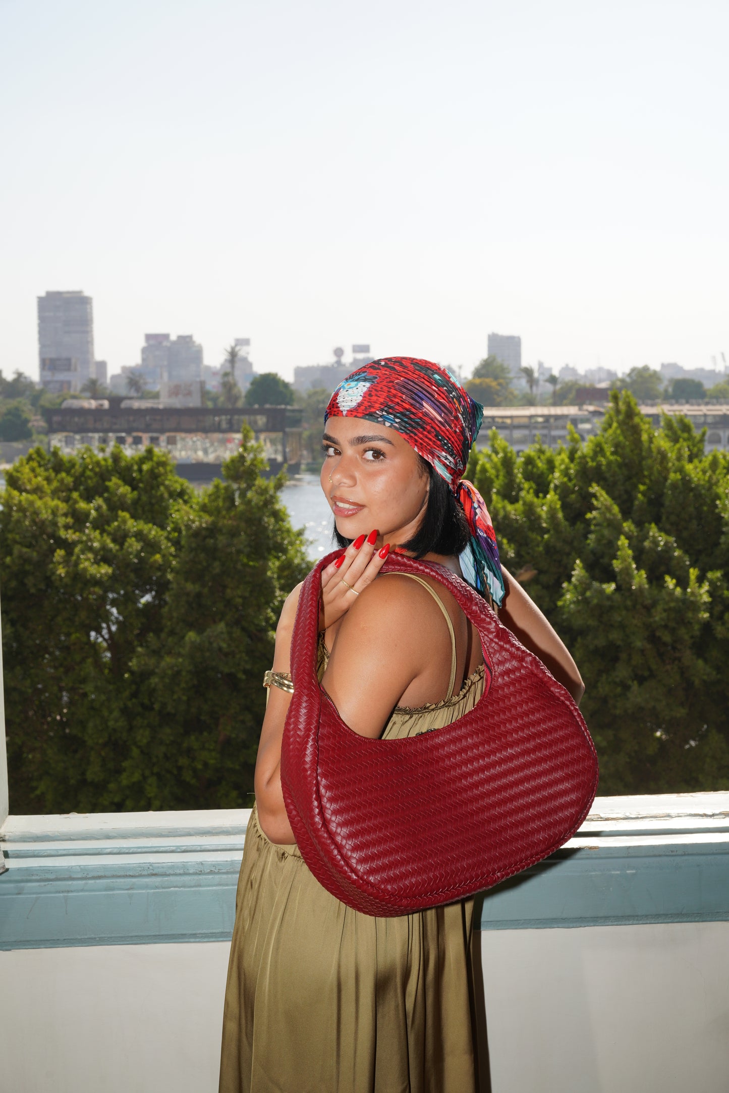 Soli Woven Bag in Deep Red