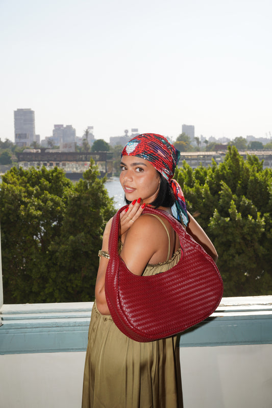 Soli Woven Bag in Deep Red