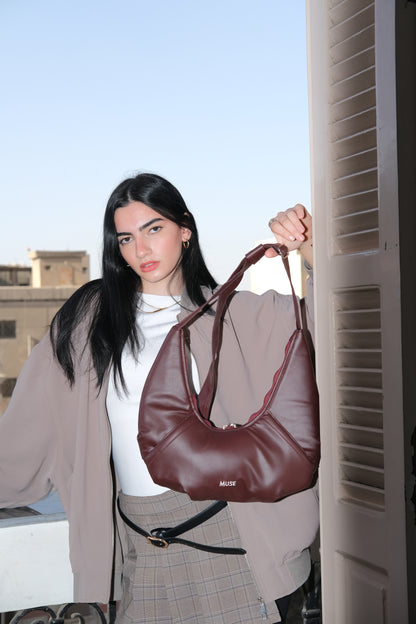 The mini croissant bag in Burgundy