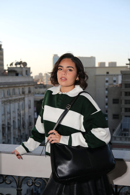 Viona tote bag in black ( Leather )