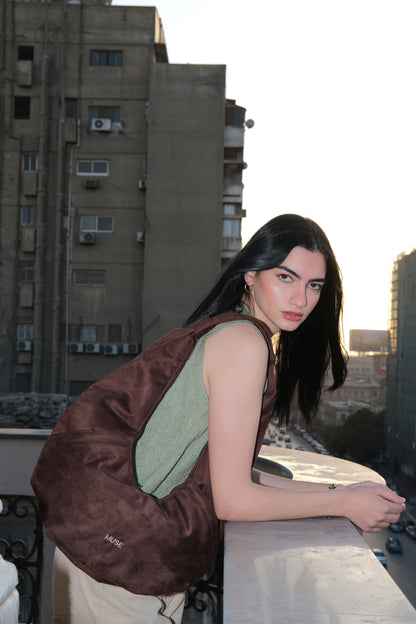 The croissant bag in deep brown ( suede)