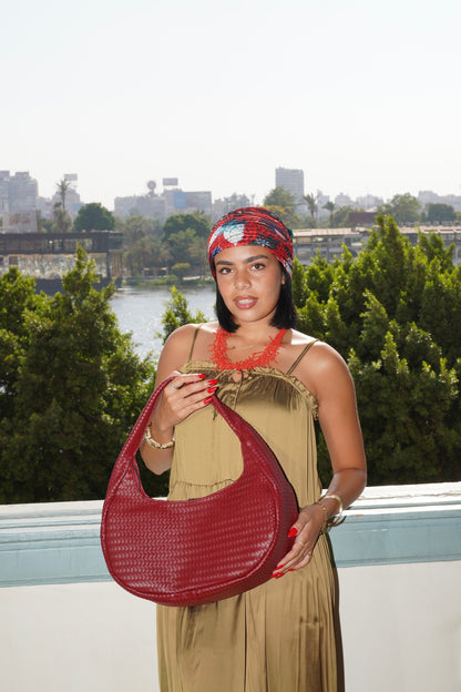 Soli Woven Bag in Deep Red