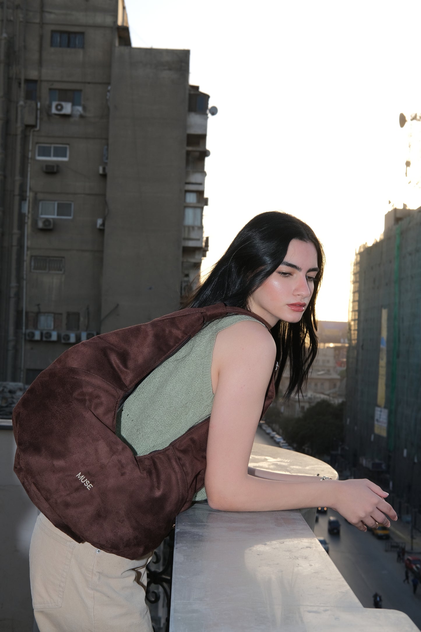 The croissant bag in deep brown ( suede)