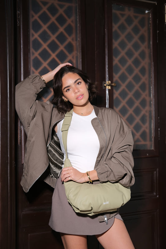 The mini croissant bag in sage