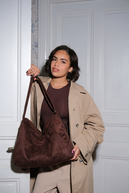 Voina tote bag in brown ( Suede)