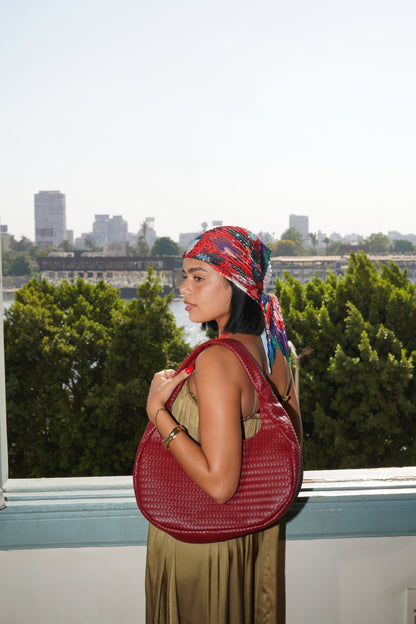 Soli Woven Bag in Deep Red