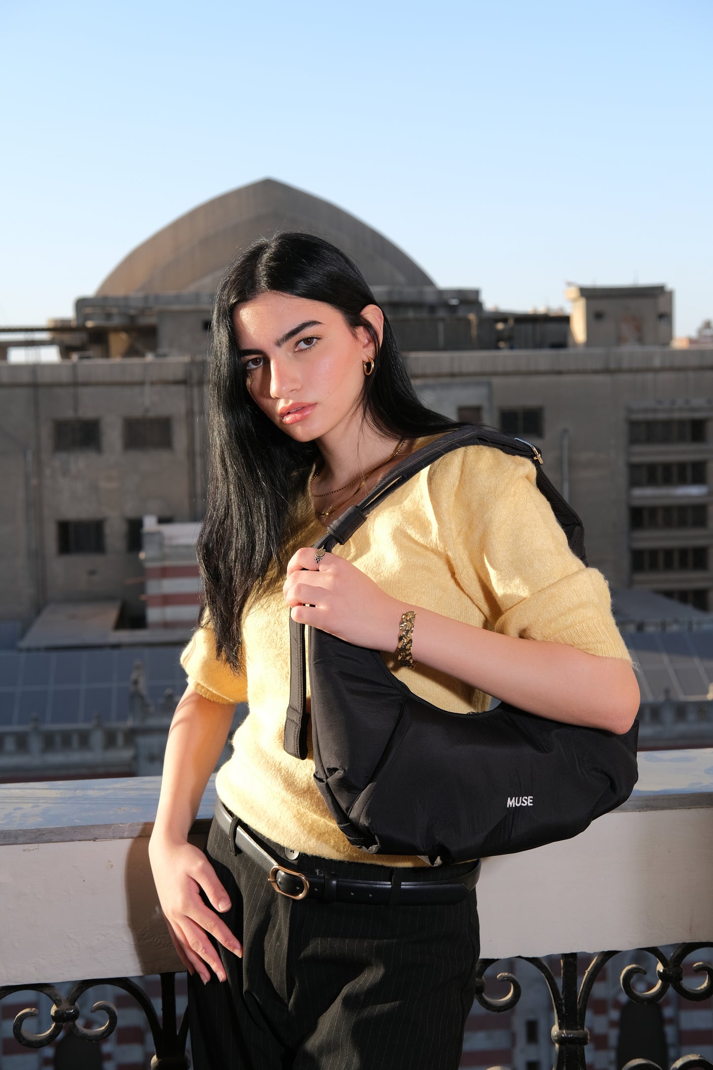 The mini croissant bag in Black