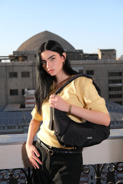 The mini croissant bag in Black