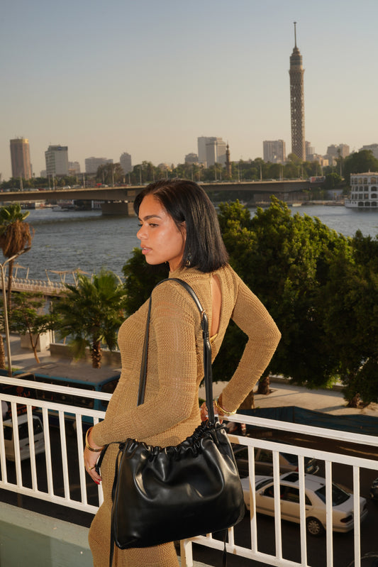 Amare Drawstring Bag in Black