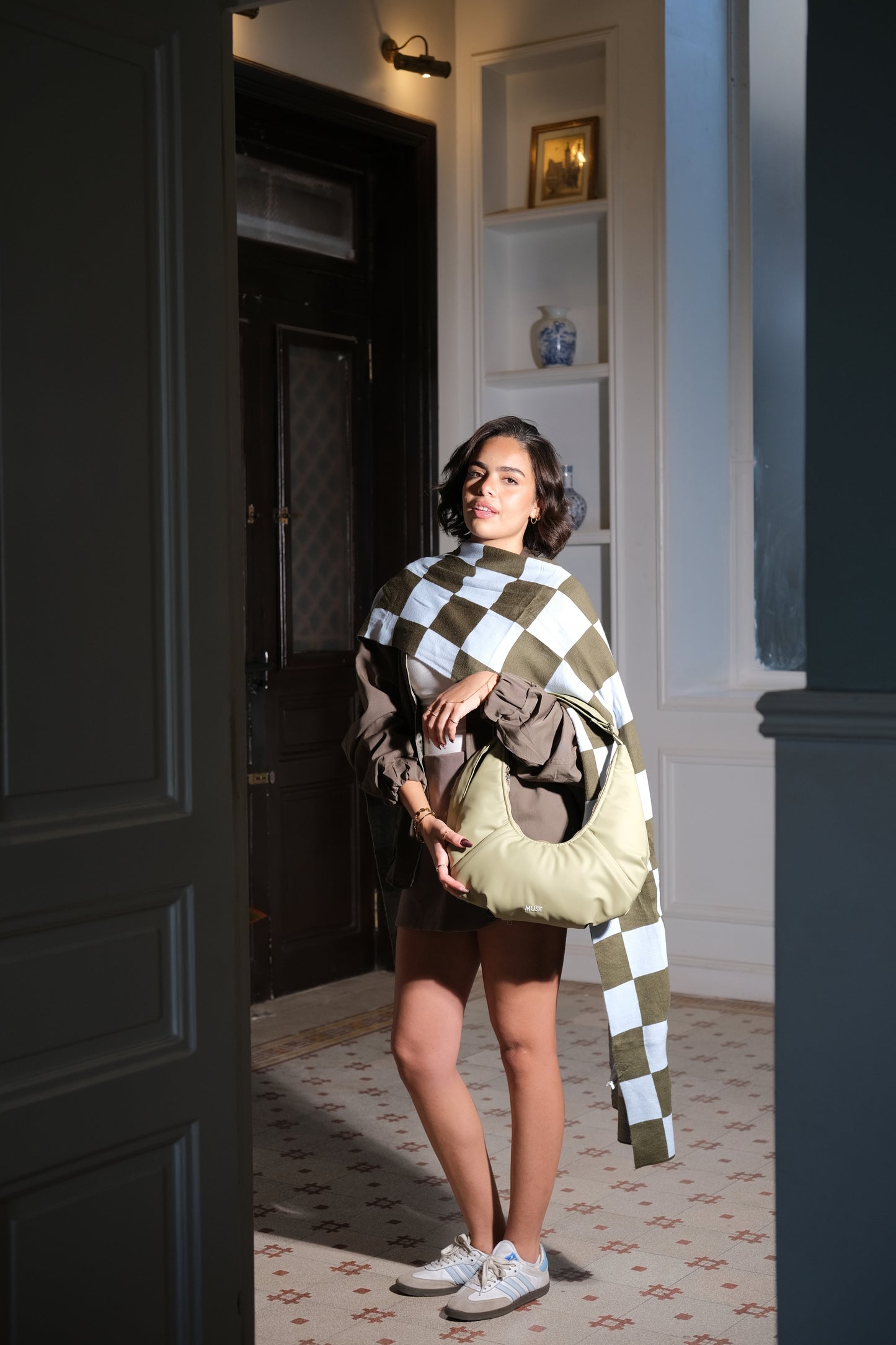 The mini croissant bag in sage