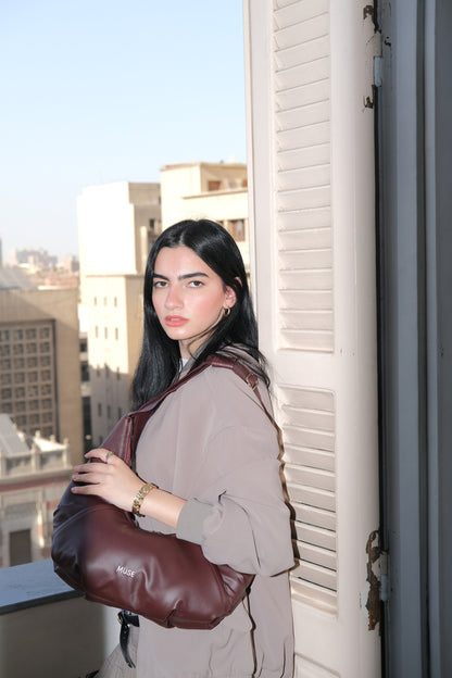 The mini croissant bag in Burgundy