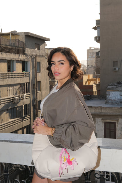 The croissant Bag in latte