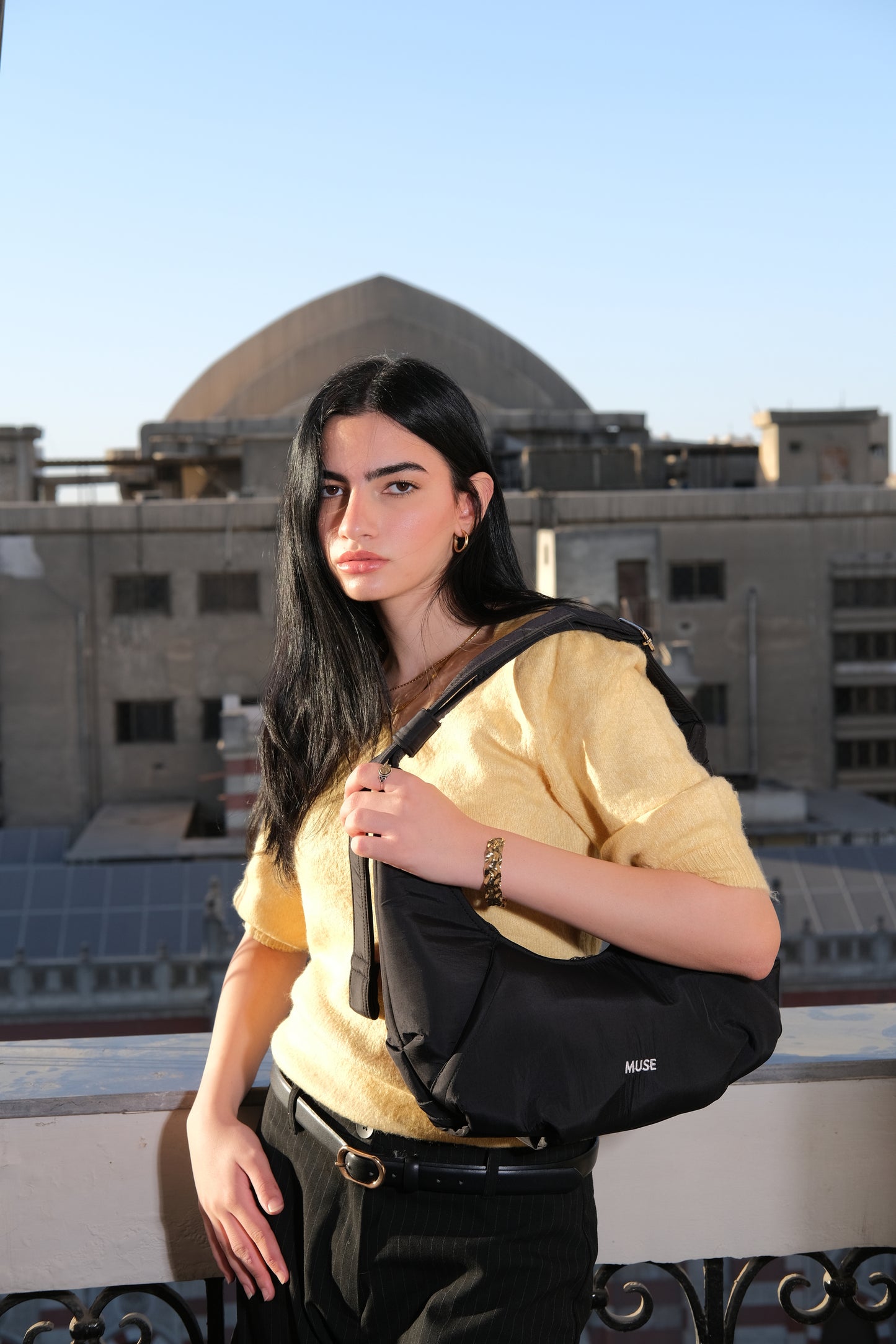 The mini croissant bag in Black