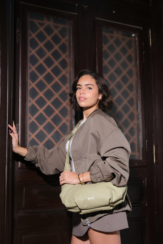 The mini croissant bag in sage