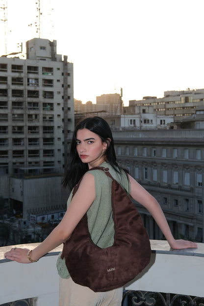 The croissant bag in deep brown ( suede)