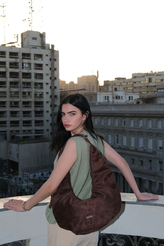 The croissant bag in deep brown ( suede)