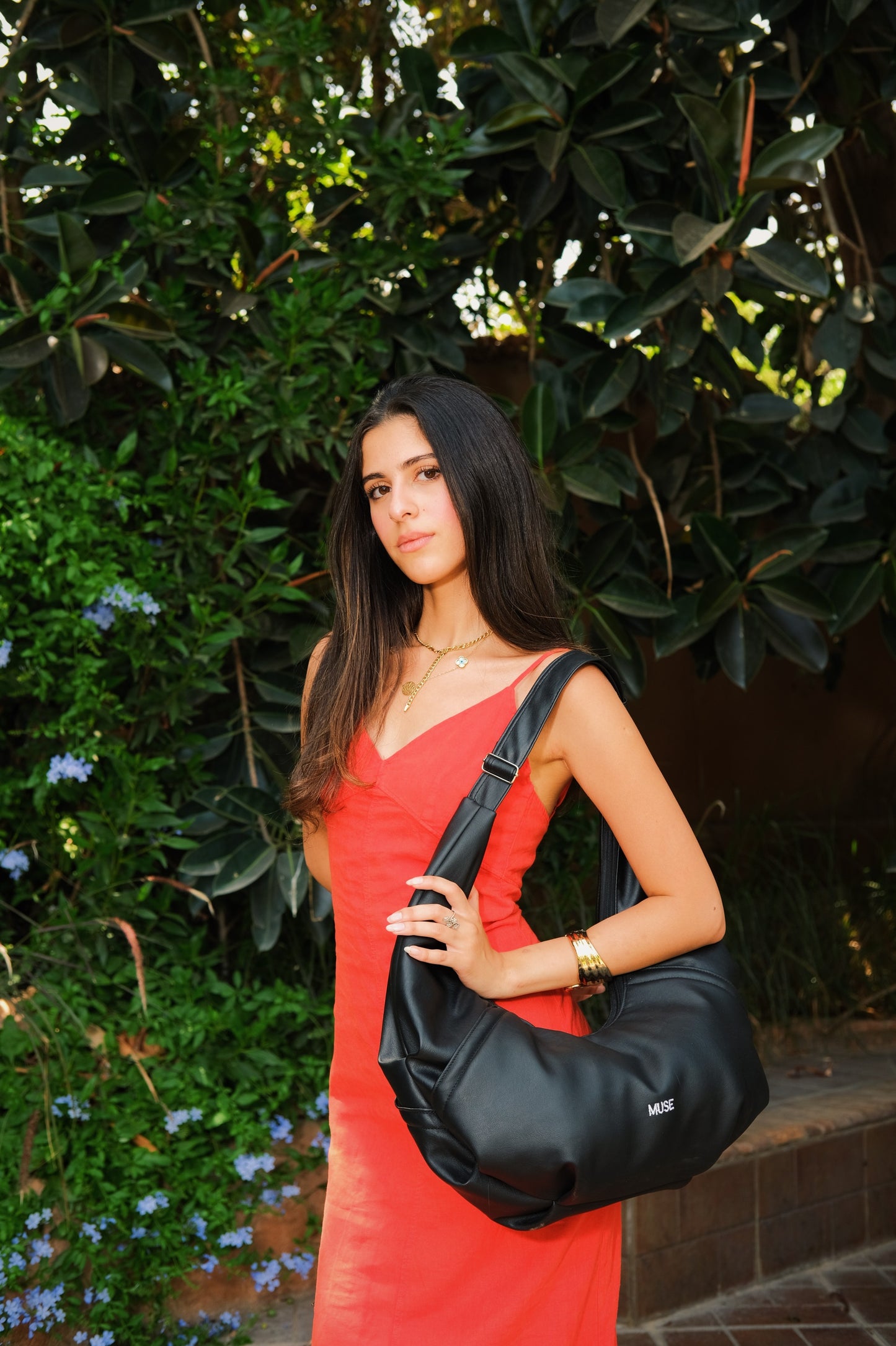 Leather Croissant Bag In Midnight Black